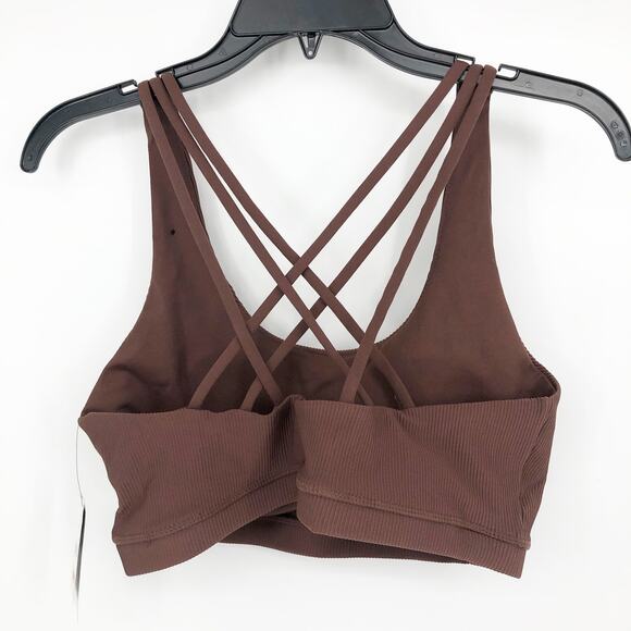 Cotton On: Body Womens Strappy Sports Crop Top XL Brown Rib Scoop Neck Yoga NWT - Picture 4 of 10